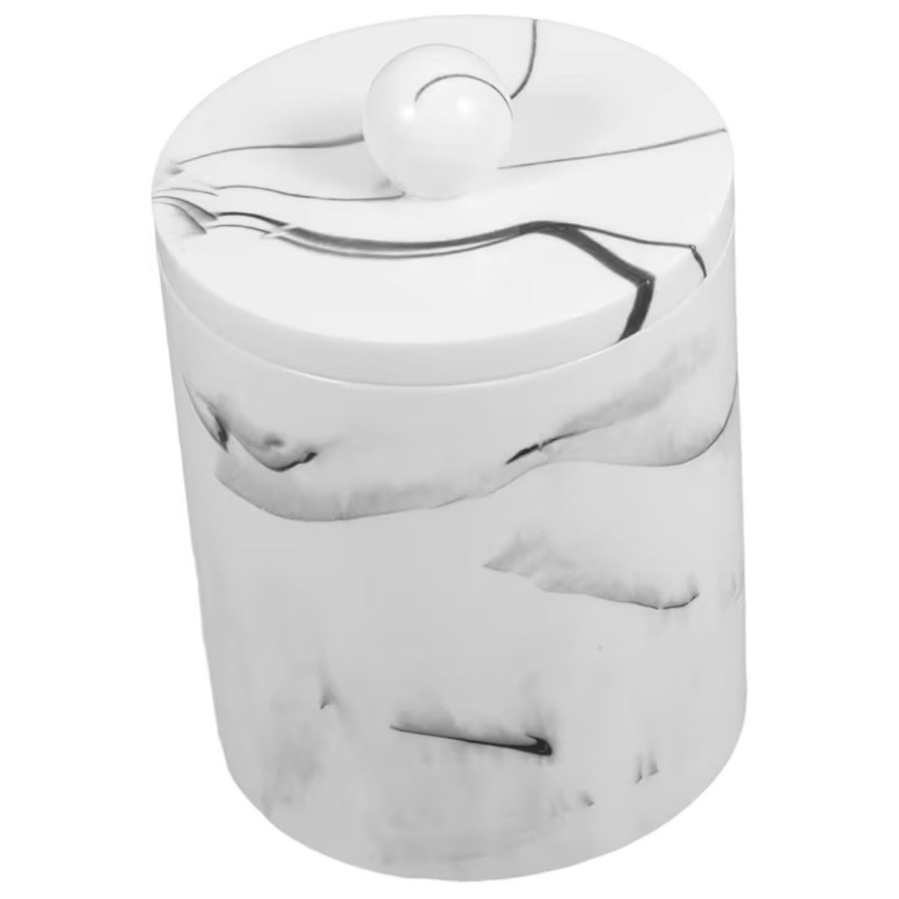Multipurpose Resin Jar with Lid Marble Design Bathroom Office Kitchen Bedroom
